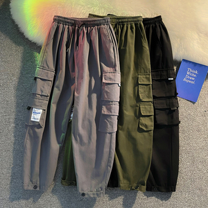 日系多口袋工装裤男夏季潮流九分裤休闲收口束脚裤  K3400-P38图片