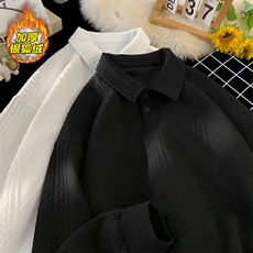 薄款改加绒特批P48无差价冬抖音银狐绒翻领卫衣男W5022J加绒，男装卫衣，电商A001-1
