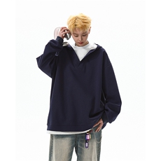 8XL-M叠穿假两件卫衣重磅连帽V领拼接套头衫宽松大码外套WY006P65，男装卫衣，电商B312