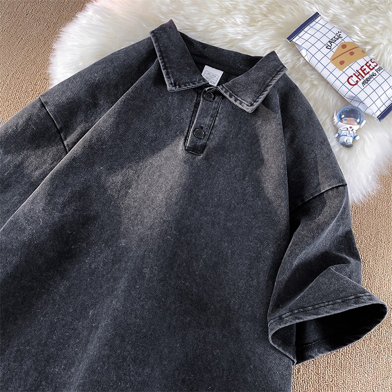 polo衫男夏季短袖t恤衣服高街潮牌潮流美式复古半袖XP77091-P45,男装Polo衫,电商A042