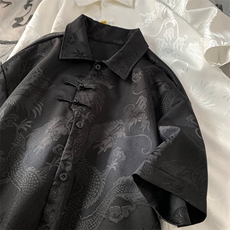 量大优供视频新风龙纹冰丝短袖衬衫男XH50-特P38，男装衬衫，电商B367