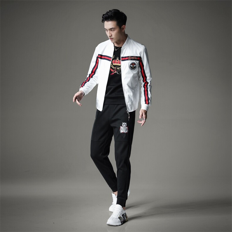 2021春秋款新款正常尺码徽章小蜜蜂图案男士棒球夹克衫55026-1,男装夹克,钱塘6007(原2006)