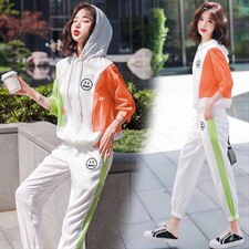 2022年夏季套头连帽时尚拼接撞色户外系列套装，女装运动套装，韩蜜菓