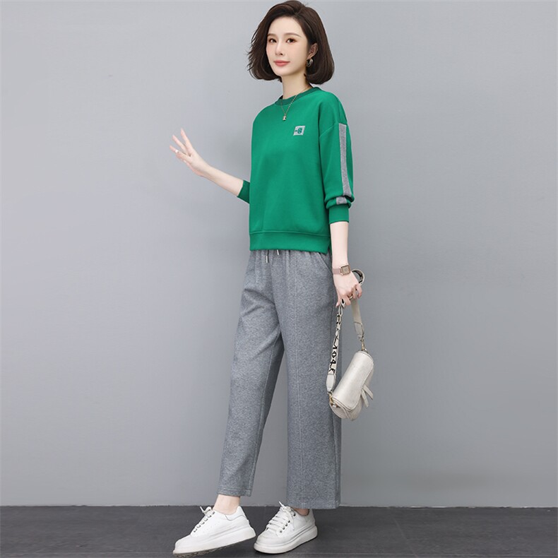 时尚休闲两件套女宽松显瘦运动套装百搭舒适长袖卫衣阔腿裤秋季新款,女装套装/套裙,依恋蒂丝