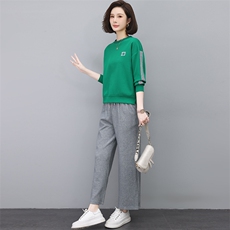 时尚休闲两件套女宽松显瘦运动套装百搭舒适长袖卫衣阔腿裤秋季新款，女装套装/套裙，依恋蒂丝