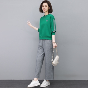 时尚休闲两件套女宽松显瘦运动套装百搭舒适长袖卫衣阔腿裤秋季新款图片