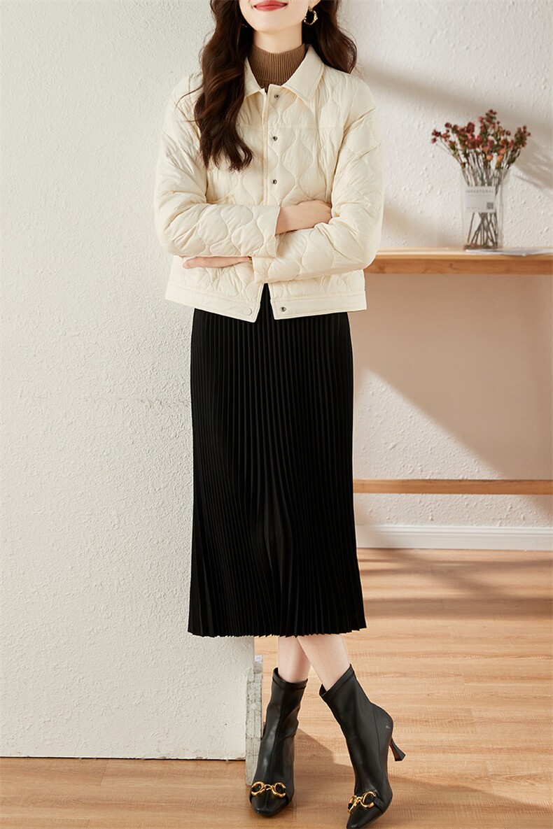 2024冬季新款羽绒服单排扣90%白鸭绒短款休闲款,女装羽绒服,蝶眷