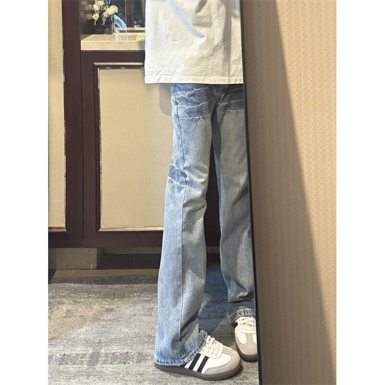 【有货】NZ455LL-特P42冰蓝闪电纹水洗牛仔裤男女宽松裤子,男装牛仔裤,星座1007（原301D）