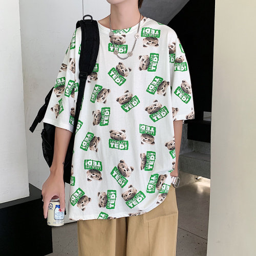 夏季港风T恤男宽松满印花中性风t恤情侣款DS-A160-1-T118-P30,男装T恤,电商C323-1