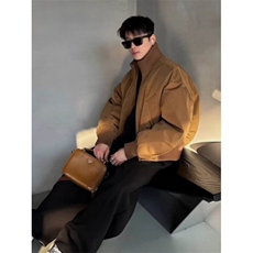 Q19/P66硬汉美式廓形立领飞行夹克男冬季棒球服情侣短款外套潮2，男装夹克，星座1506