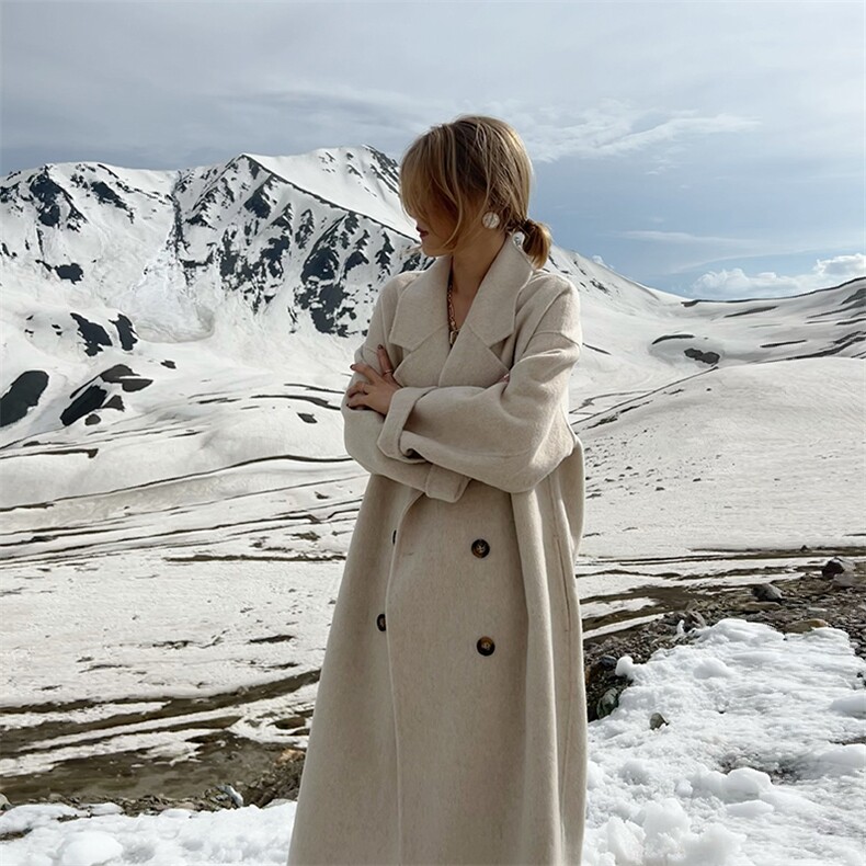 2025年夏季常规中长款长袖其他/other一粒扣纯色时尚百搭，女装双面呢大衣，蒙绒特