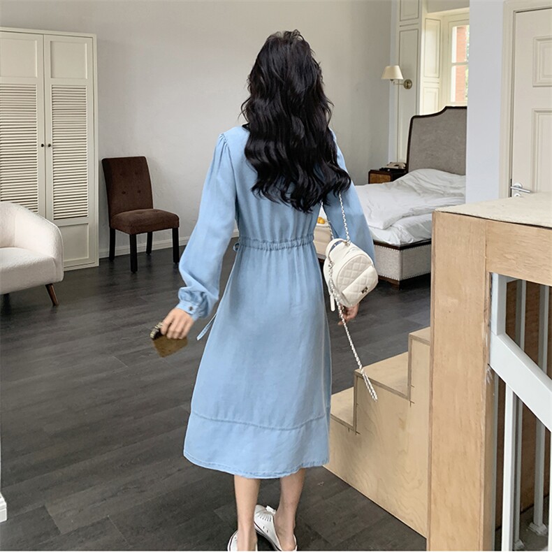 现货-2025年春季新款牛仔连衣裙203P140K218,女装连衣裙,浪娴服饰