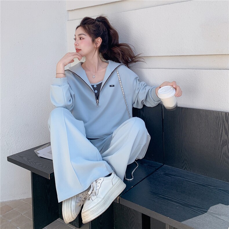 新品~休闲套装打底背心卫衣阔腿裤三件套28639-P169-K278,女装套装/套裙,2B076