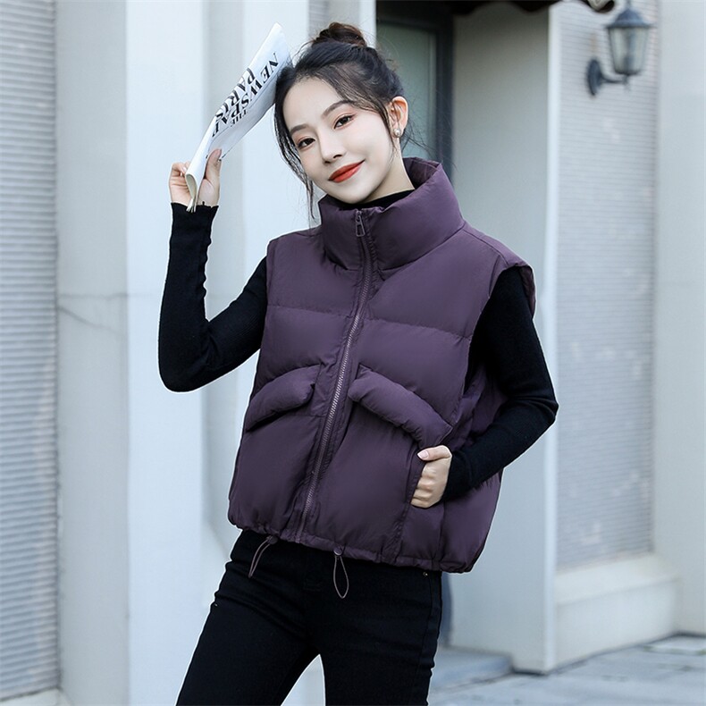 欧货羽绒马甲女新款2024新款韩版宽松白鸭绒马夹坎肩背心短款秋冬,女装羽绒服,仟媚宠