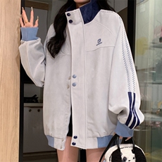 美式2024独特宽松拼接设计感粉色外套女春秋款立领夹克C830-P98，男装夹克，星座911-2(原星座613-2）
