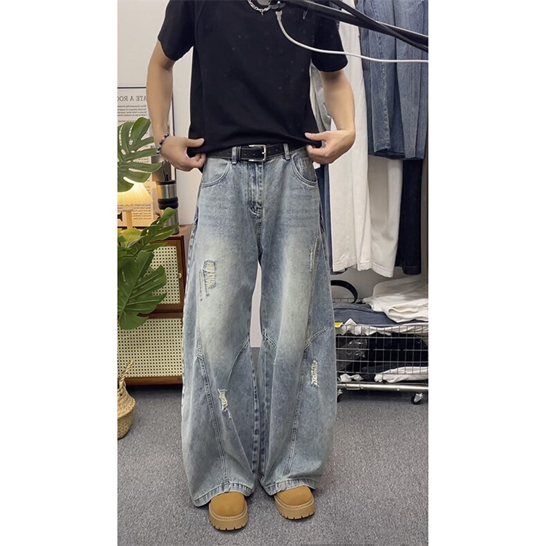 宽松阔腿裤男牛仔裤长裤A20-P50,男装牛仔裤,电商D312-1