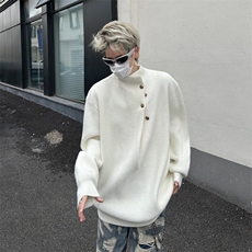 不规则纽扣设计感高领毛衣男韩系潮牌痞帅针织衫上衣MY377/P64，男装针织衫/毛衣，星座506