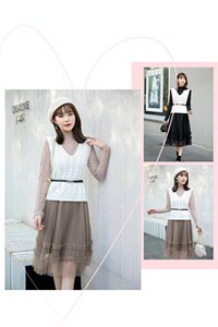 [现货]蕾丝拼接连衣裙马甲两件套，两色、三个尺码,女装连衣裙,依柏璐