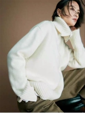 半拉链立领纯色针织衫时尚百搭套头上衣女，女装针织衫/毛衣，百纯羊绒