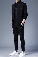 秋季男士休闲中年运动服长袖套装外套长条加绒卫衣休闲开衫三件套，男装休闲套装，电商B212（原钱塘6029）