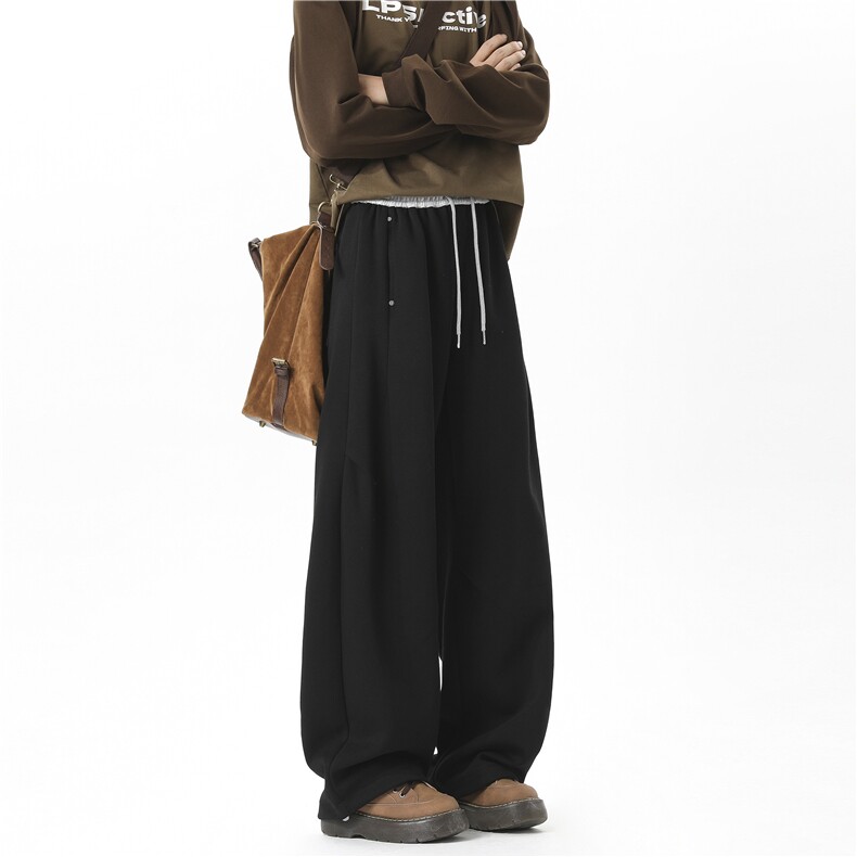 现货65%棉设计感拼接卫裤男长裤直筒常规特P45加绒50控7888，男装休闲裤，电商D205