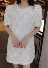 重工珍珠花艺连衣裙，女装连衣裙，柏多伊俪