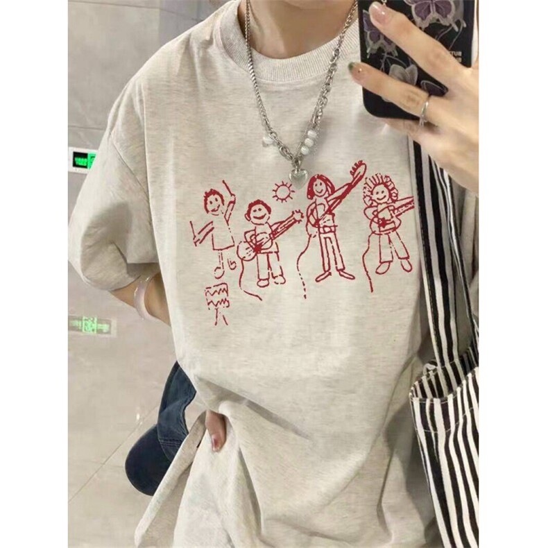 T0735-P25乐队主唱美式复古纯棉印花T恤情侣款宽松百搭上衣,女装T恤,星座617A-2