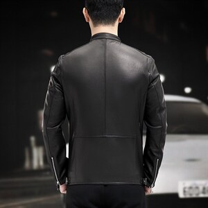 WL1825-1秋冬新款男士山羊皮夹克皮衣男韩版机车男装P780