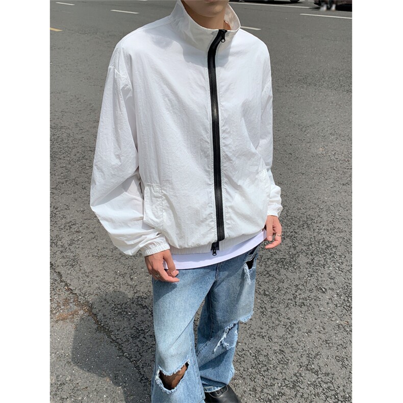 现货夏季无帽防嗮衣双拉链立领薄款透气冰丝纯色外套FS1006-P50,女装短外套,星座205-5