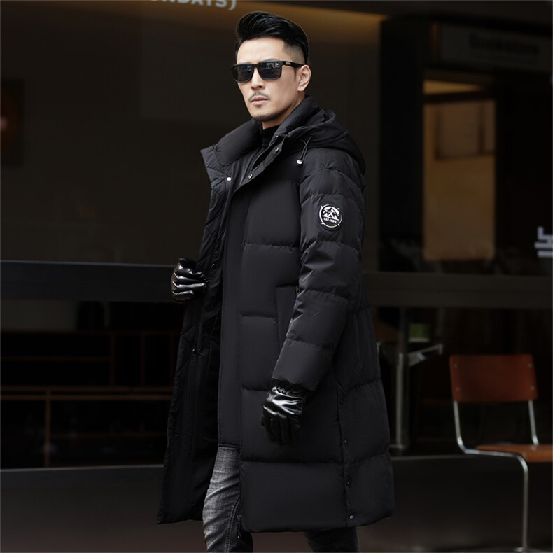 ZMS-M18022新款冬季男士白鸭绒羽绒服连帽保暖外套修身中长款大衣,男装羽绒服,电商B360