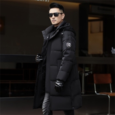 ZMS-M18022新款冬季男士白鸭绒羽绒服连帽保暖外套修身中长款大衣，男装羽绒服，电商B360