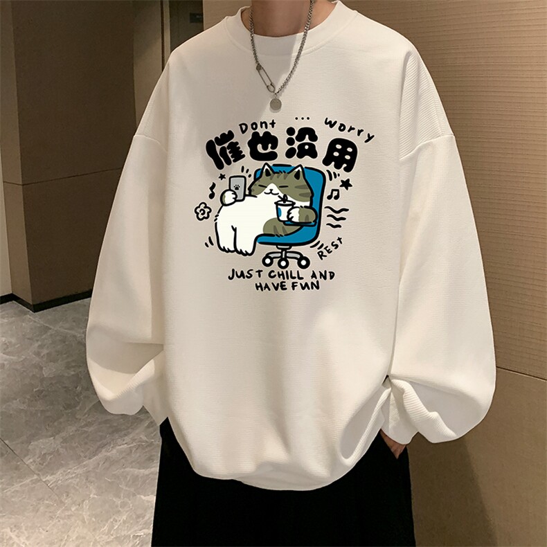 5XL华夫格卫衣男大码胖子圆领长袖t恤HW76403-P30加绒款-P40,男装T恤,电商A040