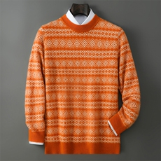 2025年秋季套头圆领时尚百搭休闲菱形花，男装羊毛衫，千国羊绒