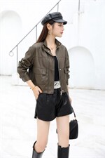 新款时尚PU皮衣，女装皮衣，艾慕缇(1F)