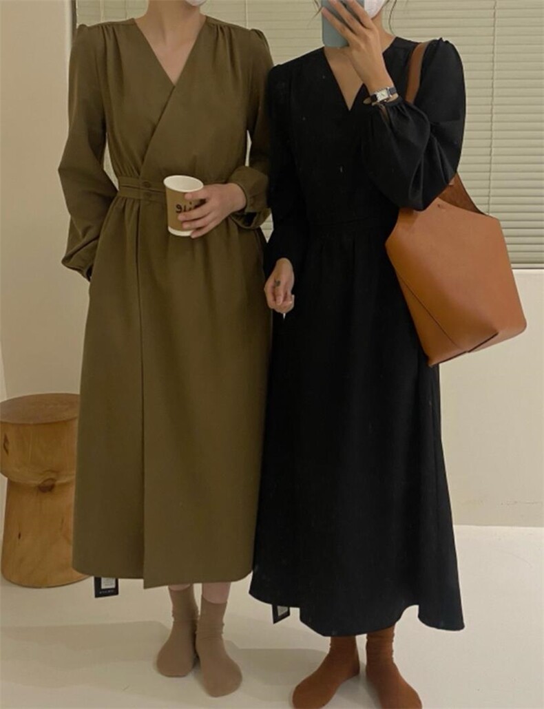 秋季连衣裙，女装连衣裙，唇蔻