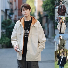 JK9968P85新港风连帽假两件情侣夹克宽松百搭外套M-4XL，男装夹克，星座1204