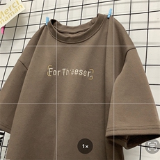 高点击高品质港风宽松刺绣短袖男T恤X416b-1-DT506-P35限48，男装T恤，星座416B-1