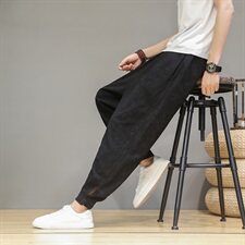 2021春秋季男士新款中国风暗纹提花休闲裤棉麻宽松长款男裤D662P75，男装休闲裤，星座312B-2