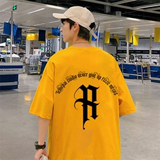 T660P26夏季新款港风纯棉短袖T恤ins衣服宽松半袖体恤字母印花，男装T恤，星座304A