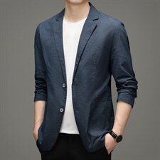 休闲时尚西服男春秋季商务中年男士西装宽松单西绅士外套免烫，男装西服，电商B212（原钱塘6029）