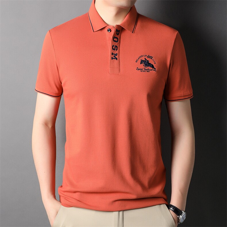 短袖t恤男高端纯棉夏季冰丝polo衫男士中老年商务休闲时尚男装图片