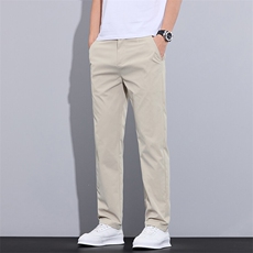 2025夏季薄款男士冰丝休闲裤子纯色百搭弹力直筒裤透气商务裤大码，男装休闲裤，星座224-3