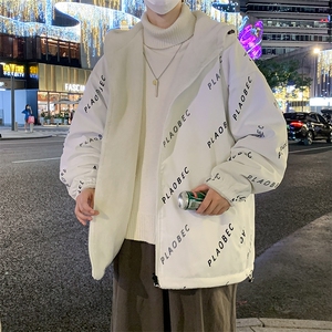 新款冬季加绒加厚棉服羊羔绒连帽百搭双面穿港风外套男MY102P95图片
