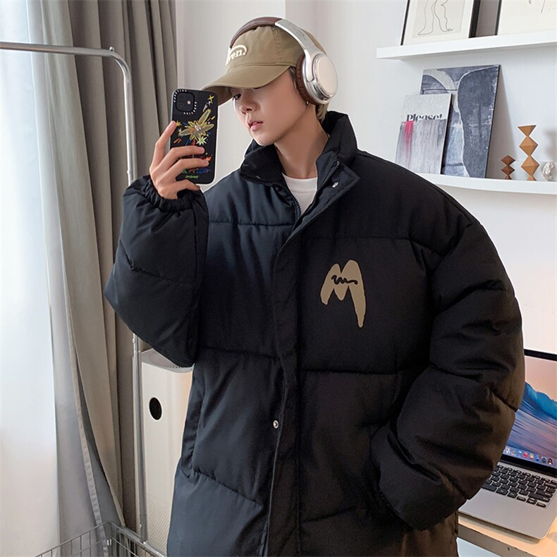 情侣棉衣新款立领面包服M字母棉服棉袄外套3352-P65控98量大有差,男装棉衣,星座207