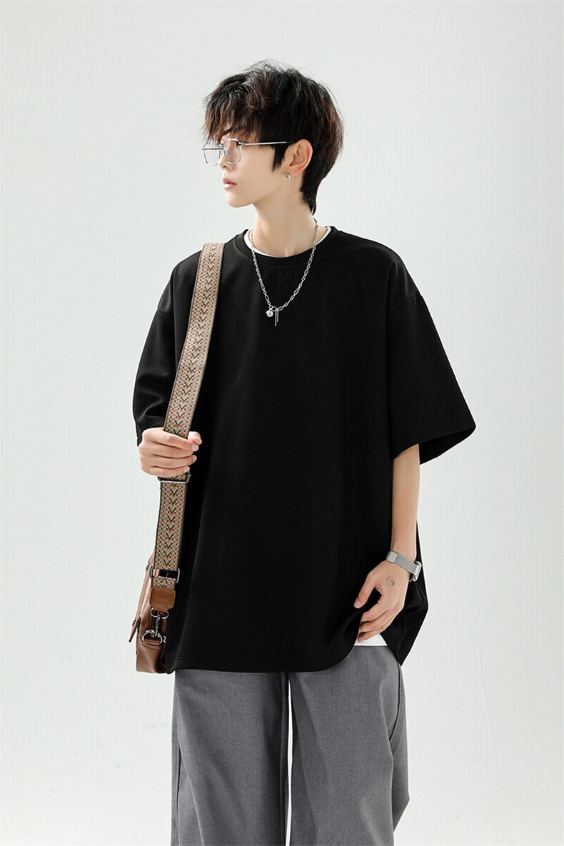 8XL-M高品质重磅棉光版纯色短袖T恤百搭款半截袖五分袖DX332特P23,男装T恤,电商D206-1