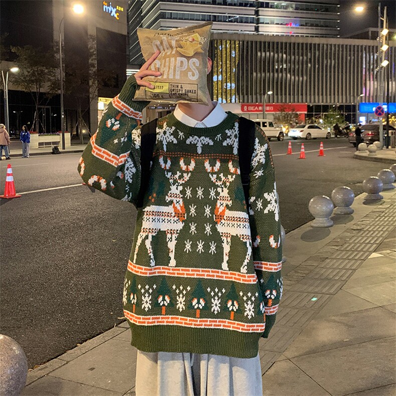 1506-1/MA401毛衣/P44冬季圣诞毛衣男圆领宽松ins潮流休闲情侣中,男装针织衫/毛衣,星座1506-1