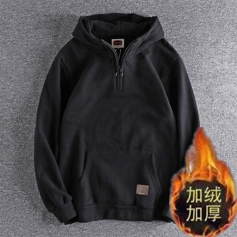 复古秋冬加绒加厚男连帽袋鼠兜长袖套头卫衣外套WY3338P44-P48,女装短外套,星座1013-5