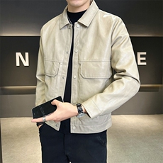 春季2025款皮衣外套男雅痞帅气男装机车皮夹克A313-66881-P140，男装夹克，电商A313