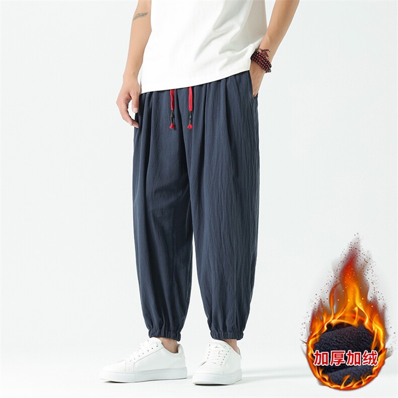 冬季加绒加厚禅修居士服僧侣灯笼裤风亚麻裤休闲长裤TP35,男装卫衣,星座225-1