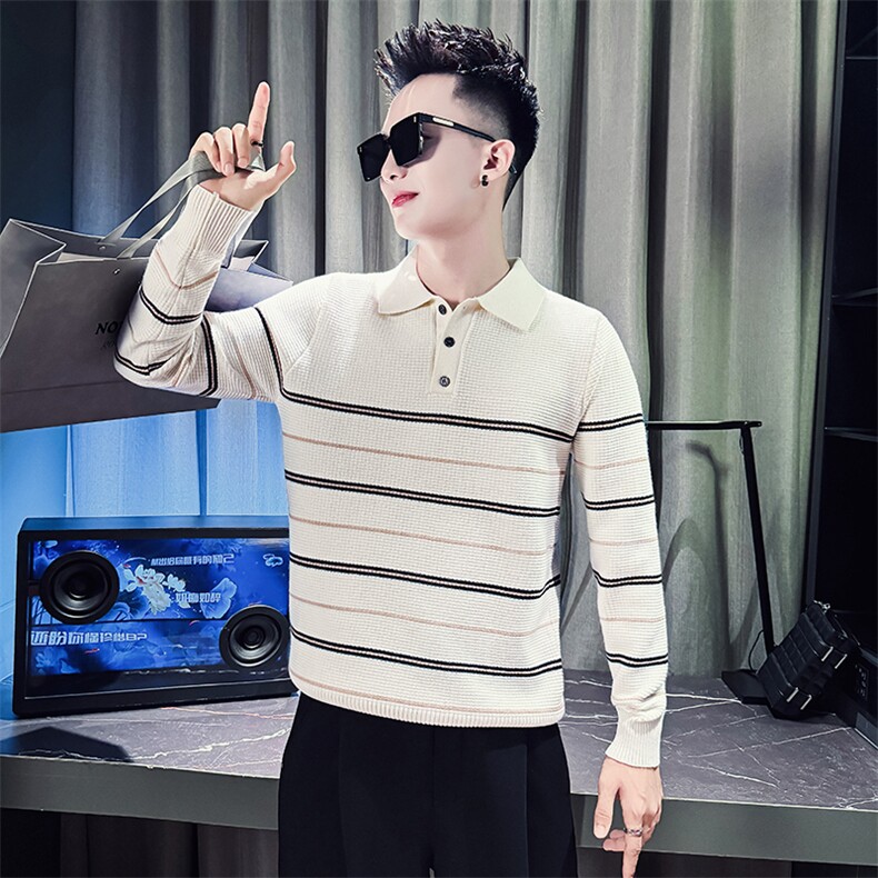 M93017-P68控98      秋冬季POLO领毛衣男潮流时尚POLO领毛针织衫图片